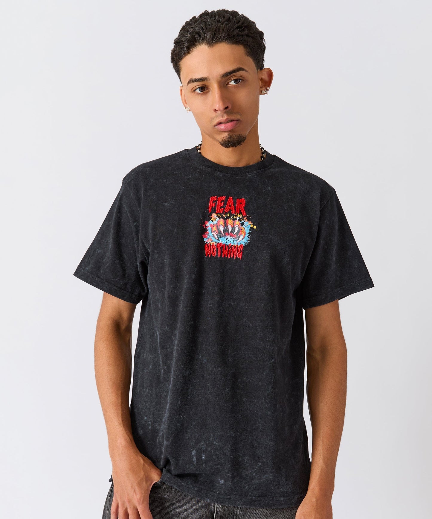 Stay Wild Embroidered Short Sleeve Tee - Charcoal