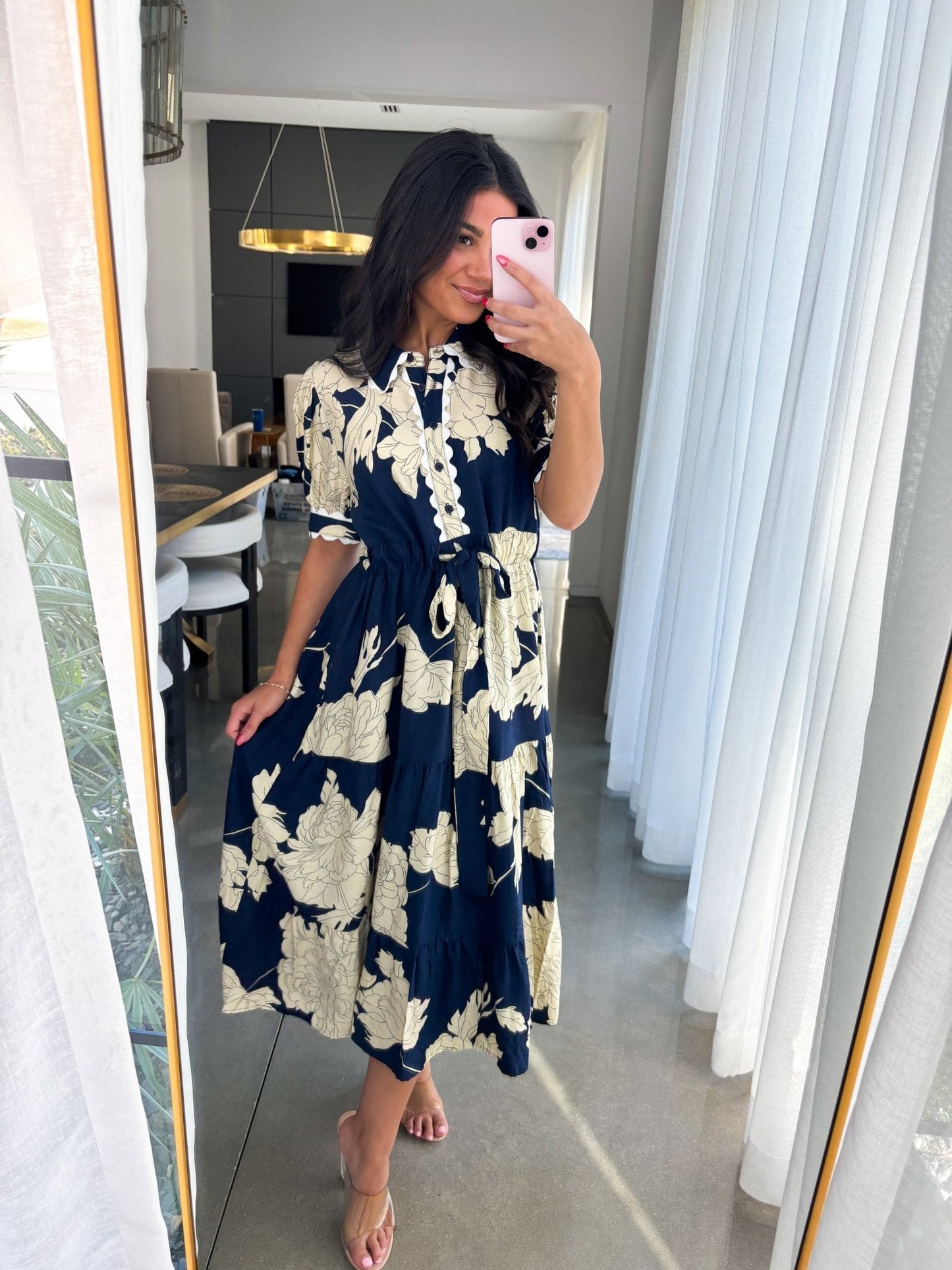 Touch Of Florals Navy Printed Dress