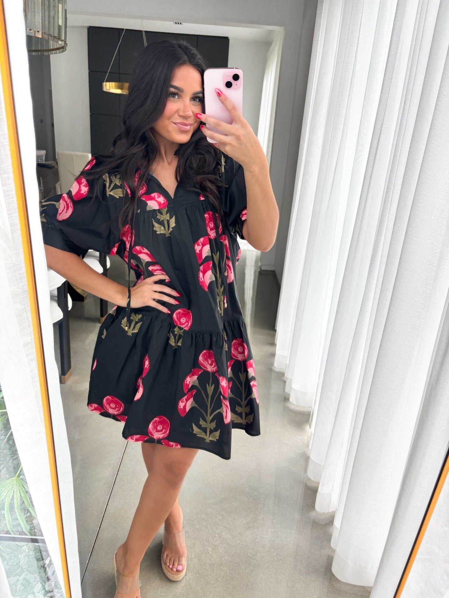 Moody Florals Black Dress