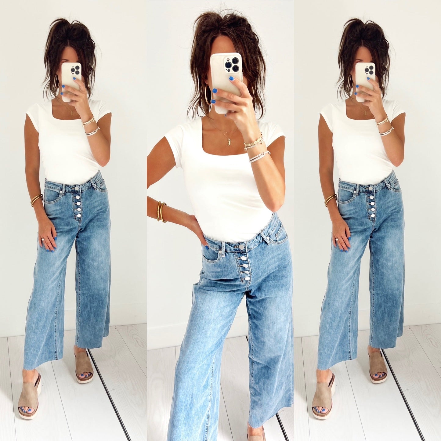 Watch Me Walk Washed Denim