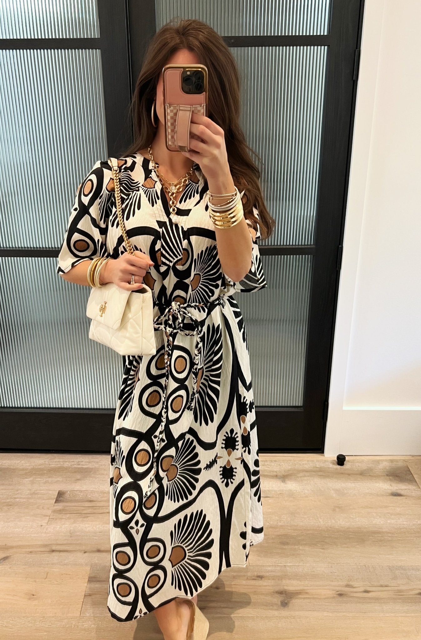 Modern Muse Black & Ivory Midi Dress