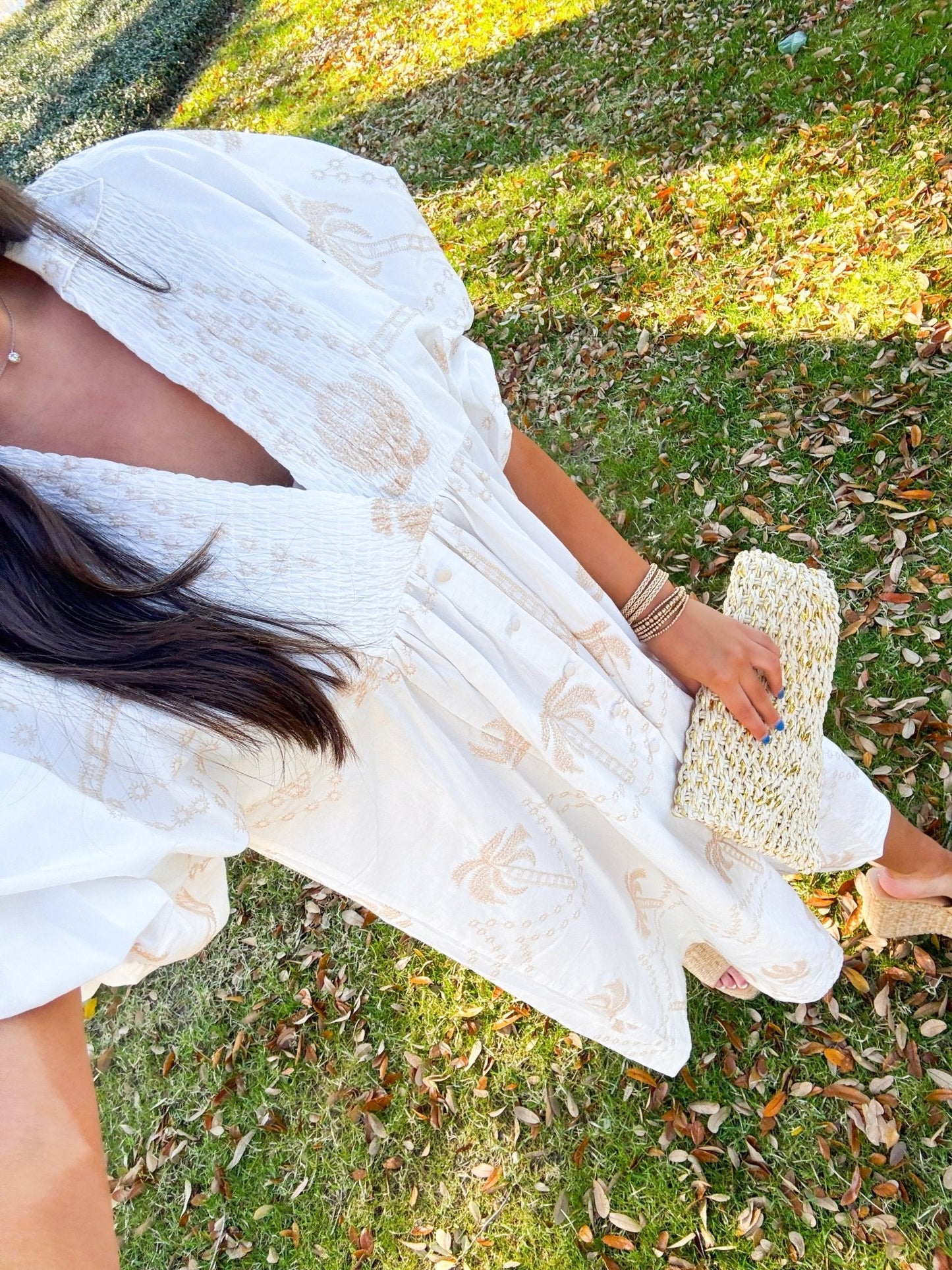 Well Wishes White Embroidered Midi Dress