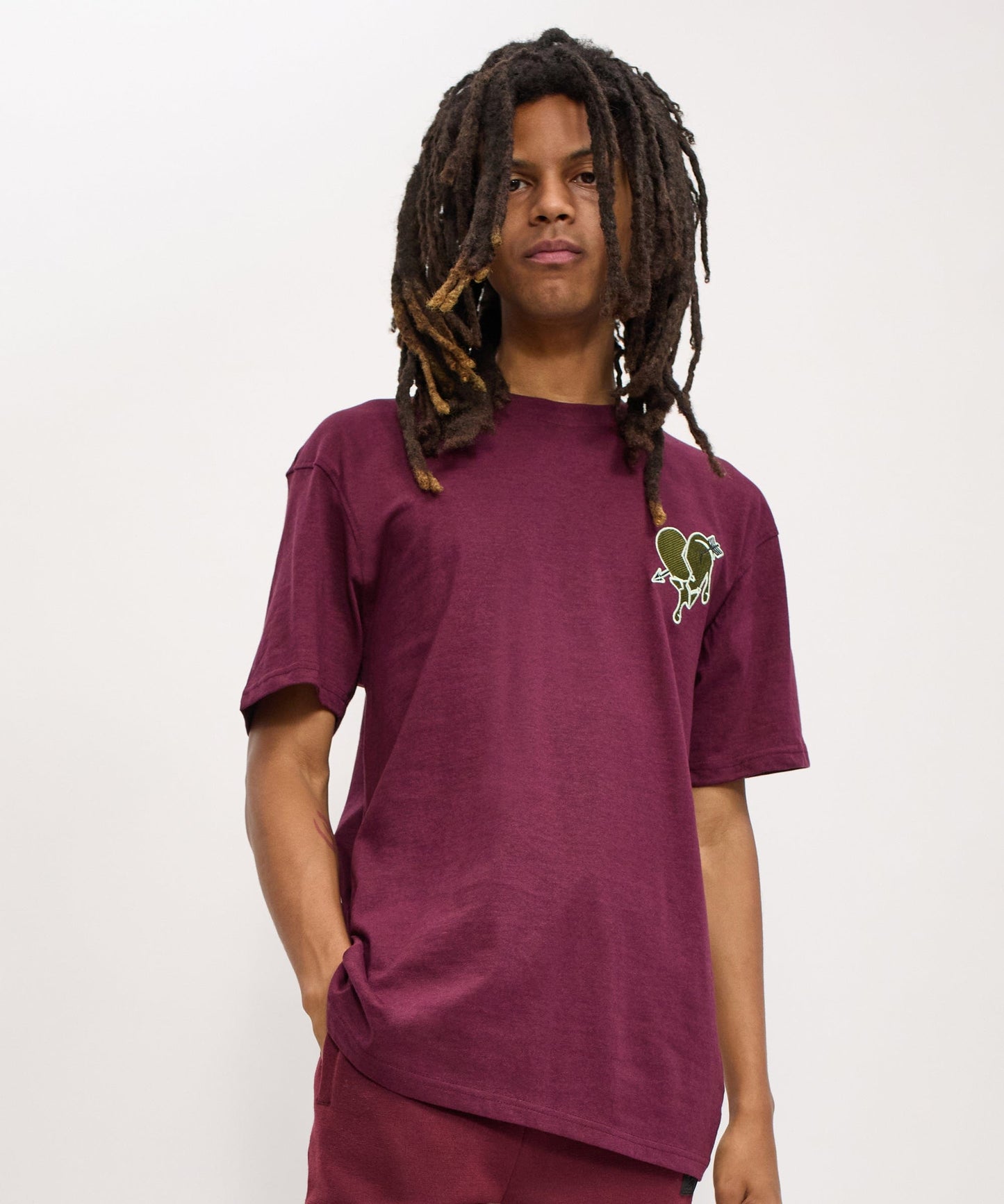 Heartless Embroidered Short Sleeve Tee - Burgundy