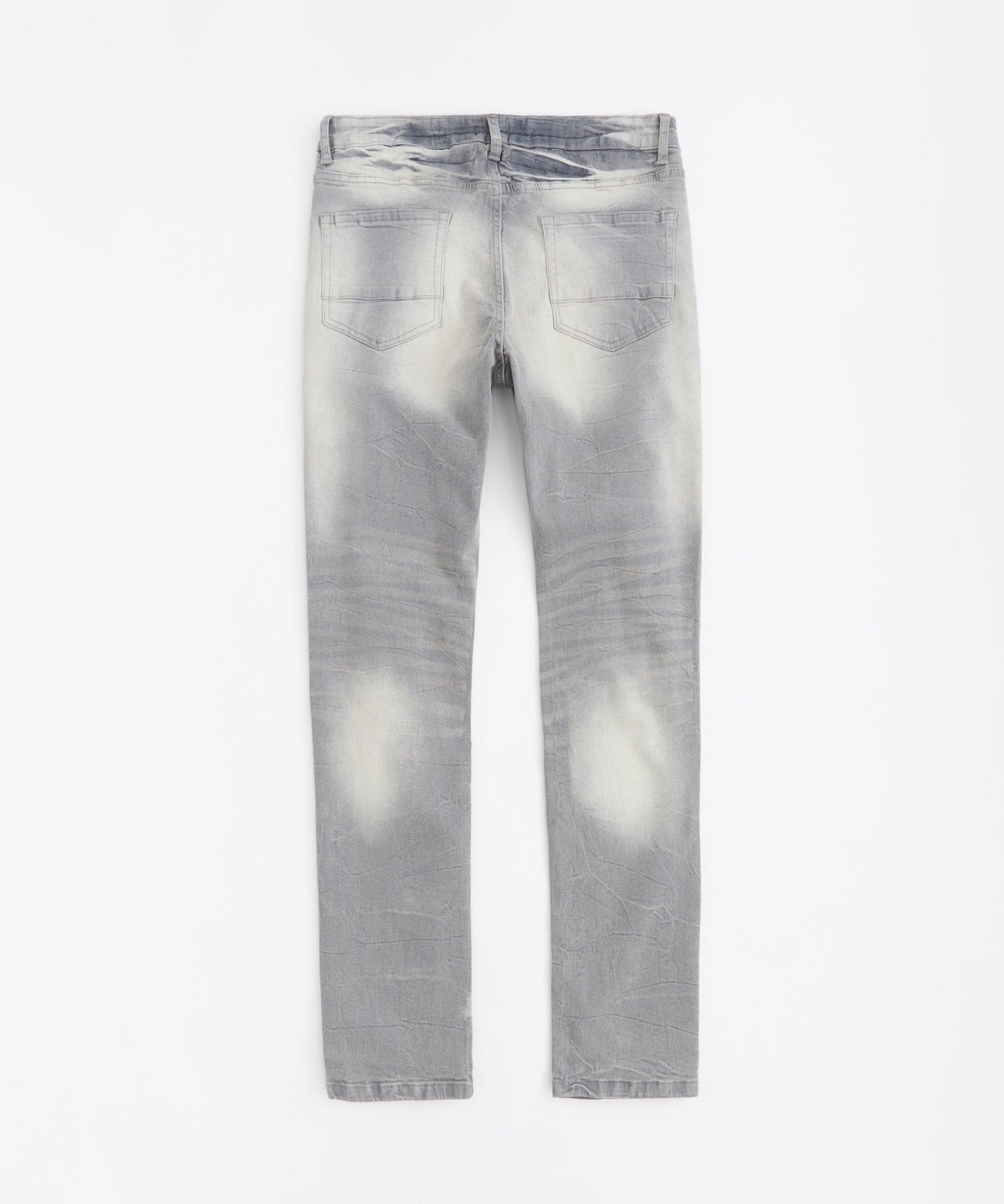 Acid Washed Ripped Denim Jeans - Grey