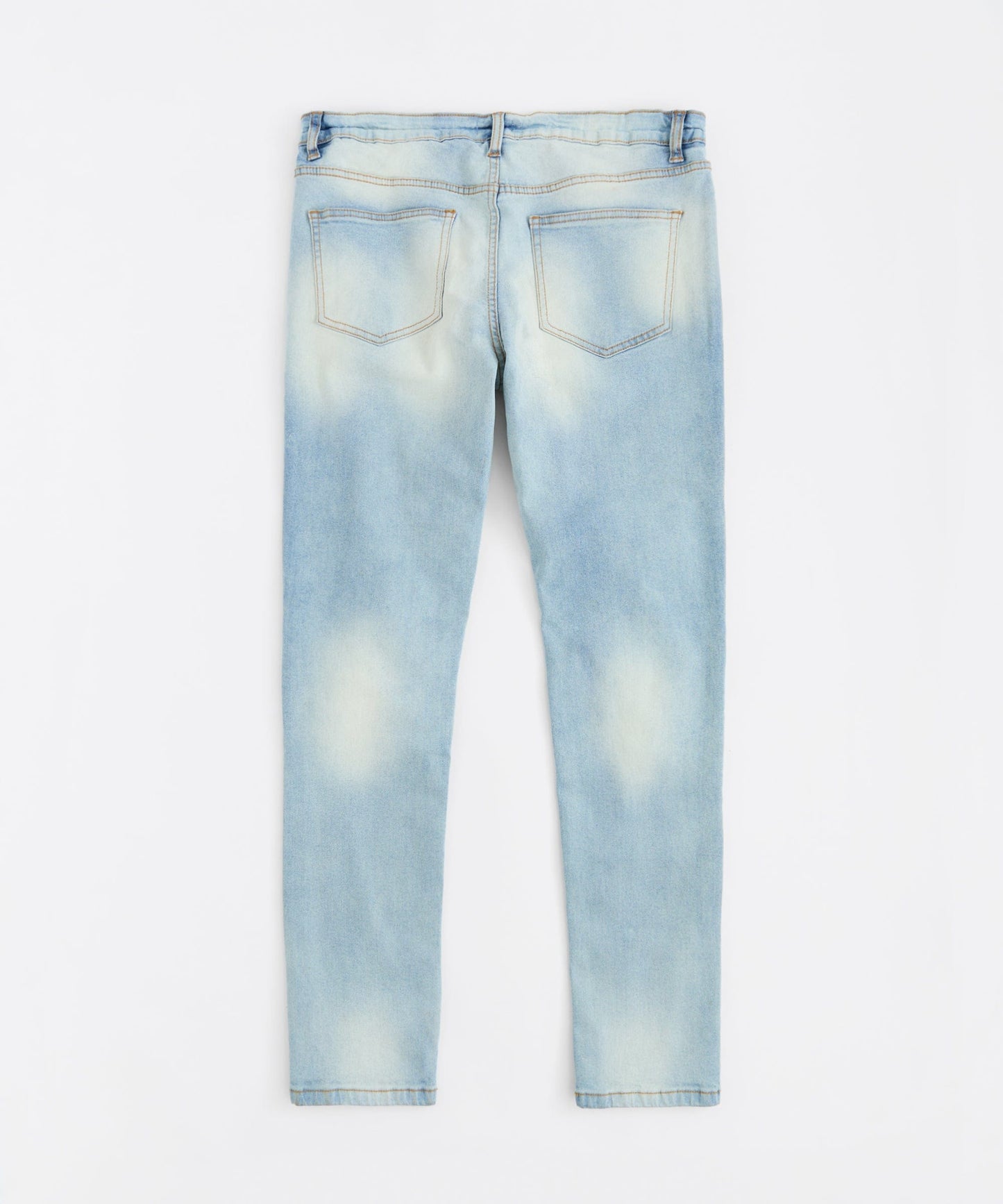 Washed Rip And Repair Denim Jeans - Light Indigo