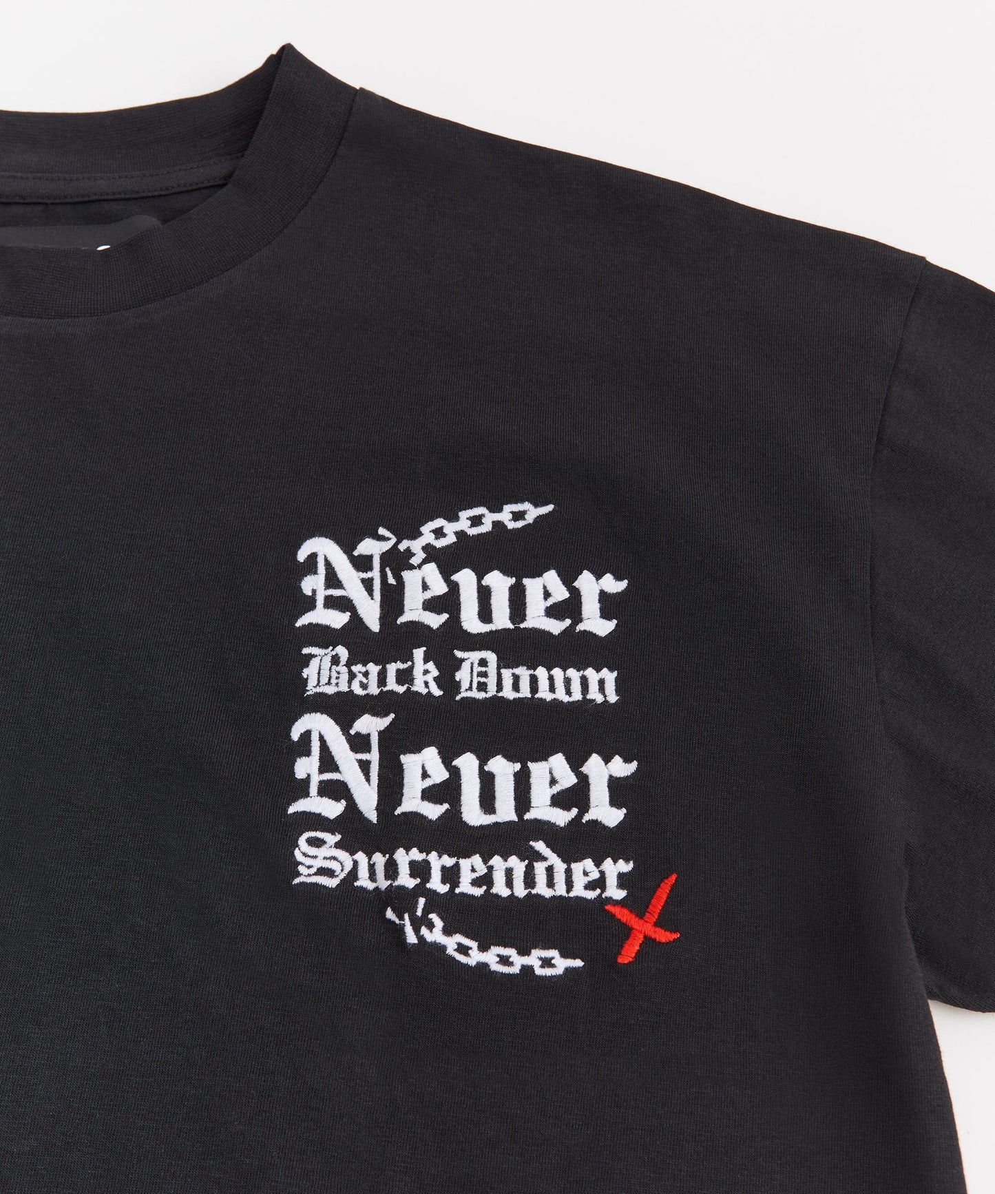 Fearless Embroidered Short Sleeve Tee - Black