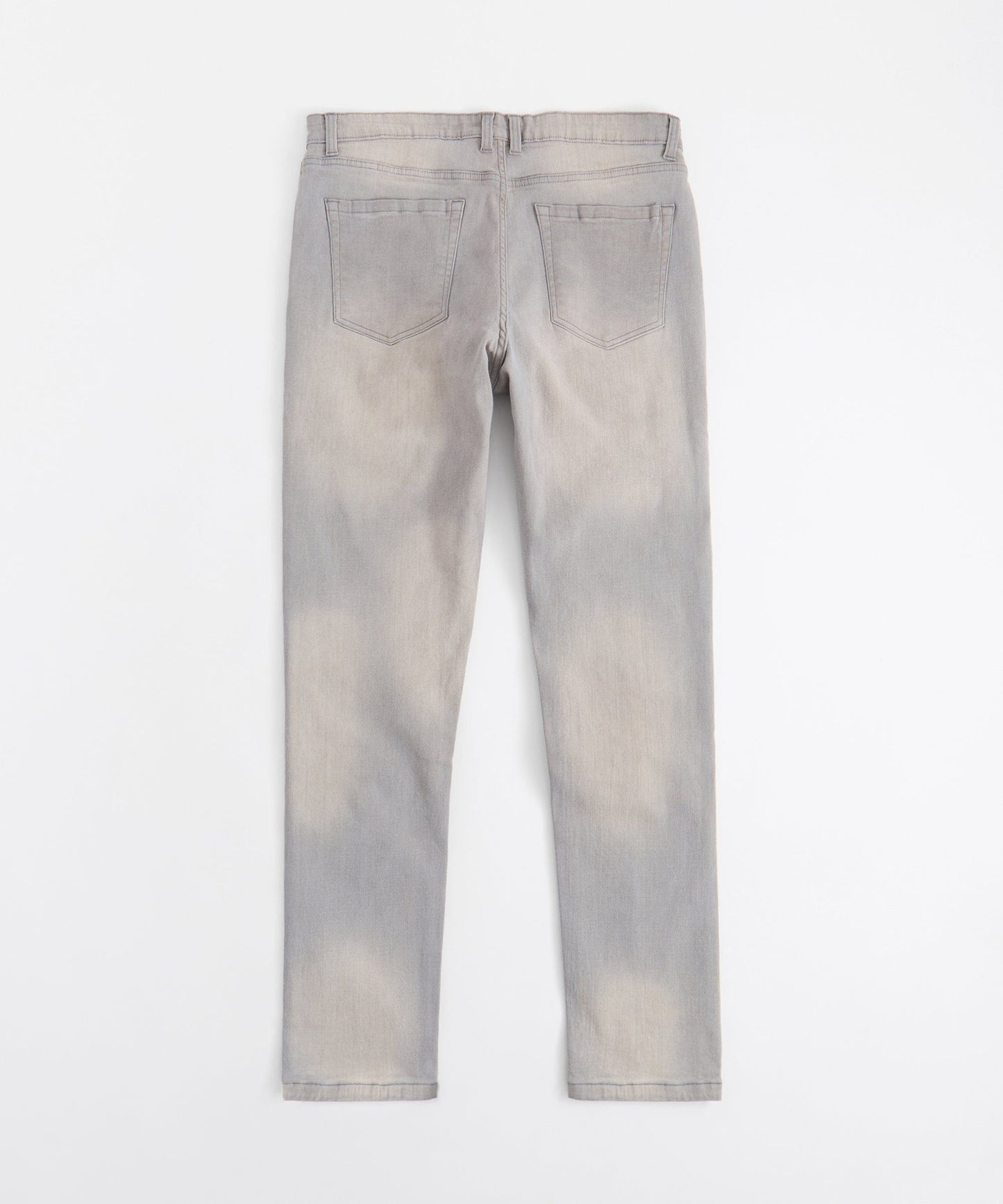 Rhinestone Cross Washed Denim Jeans - Grey