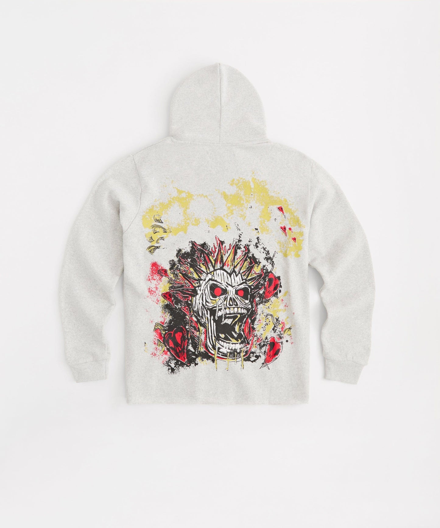 Beware Embroidered Skull Hoodie - Grey