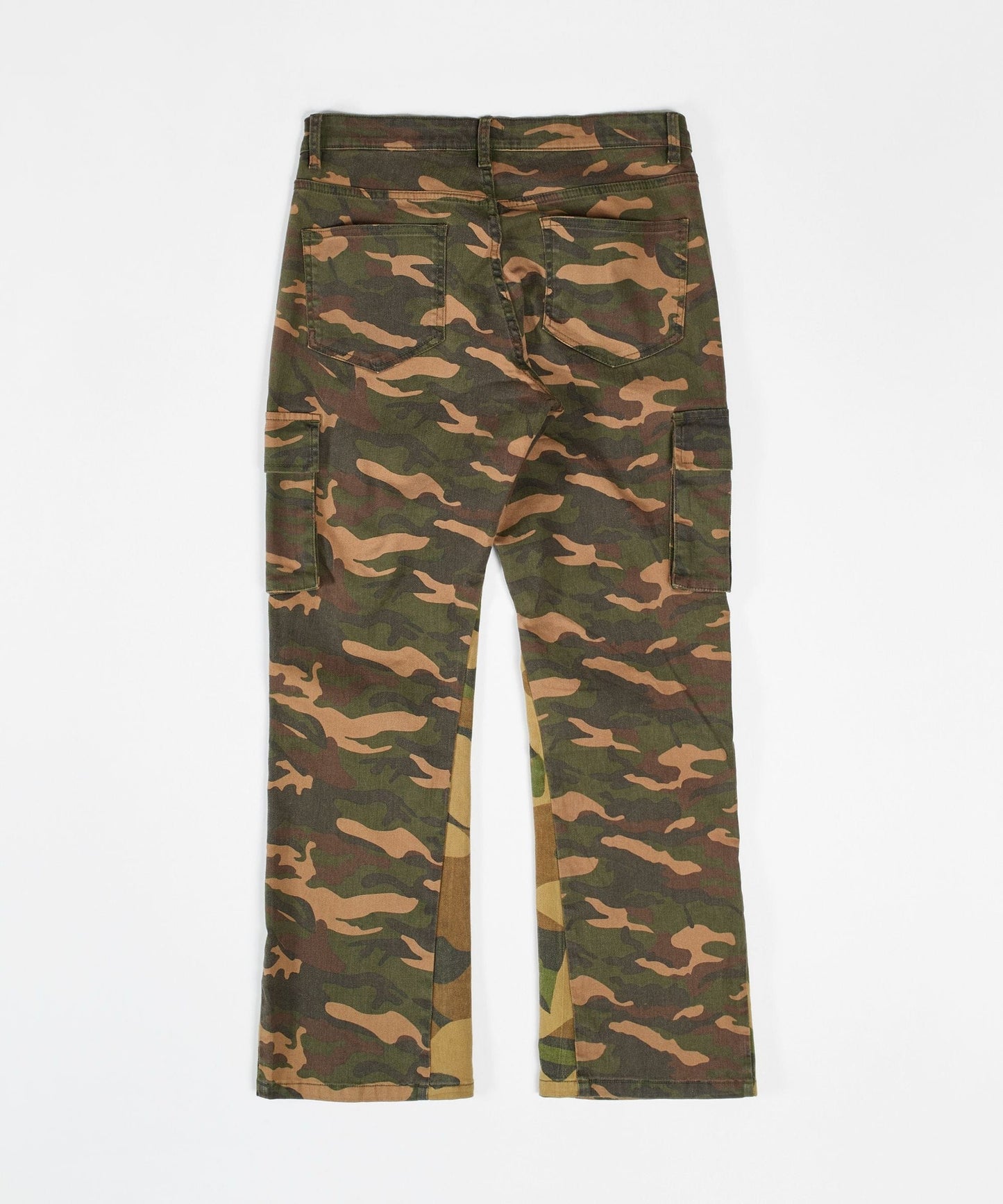 Camo Cargo Flare Denim - Olive Green