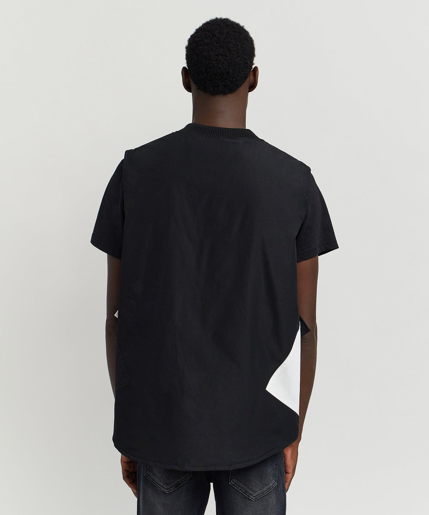 Bader Cotton Twill Color Block Utility Vest - Black&White