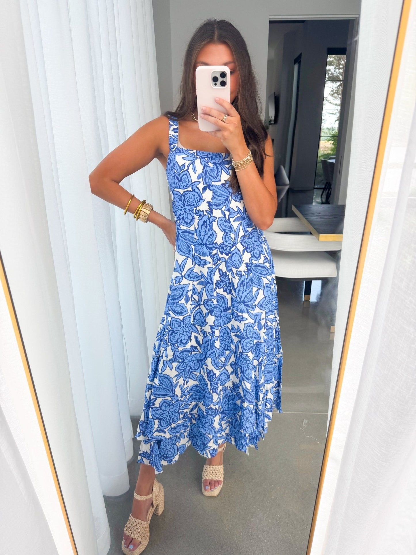 Bright and Blue Floral Printed Dress ~FINAL SALE~