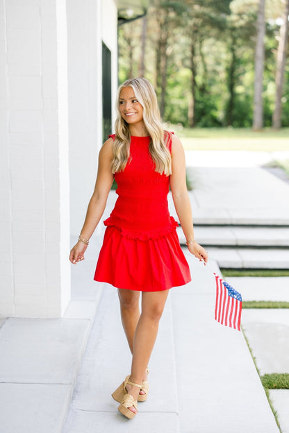 Rivers Smocked Red Mini Dress ~FINAL SALE~