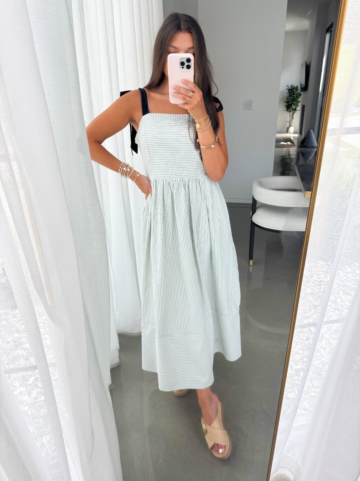 With Love White Striped Midi Dress ~FINAL SALE~