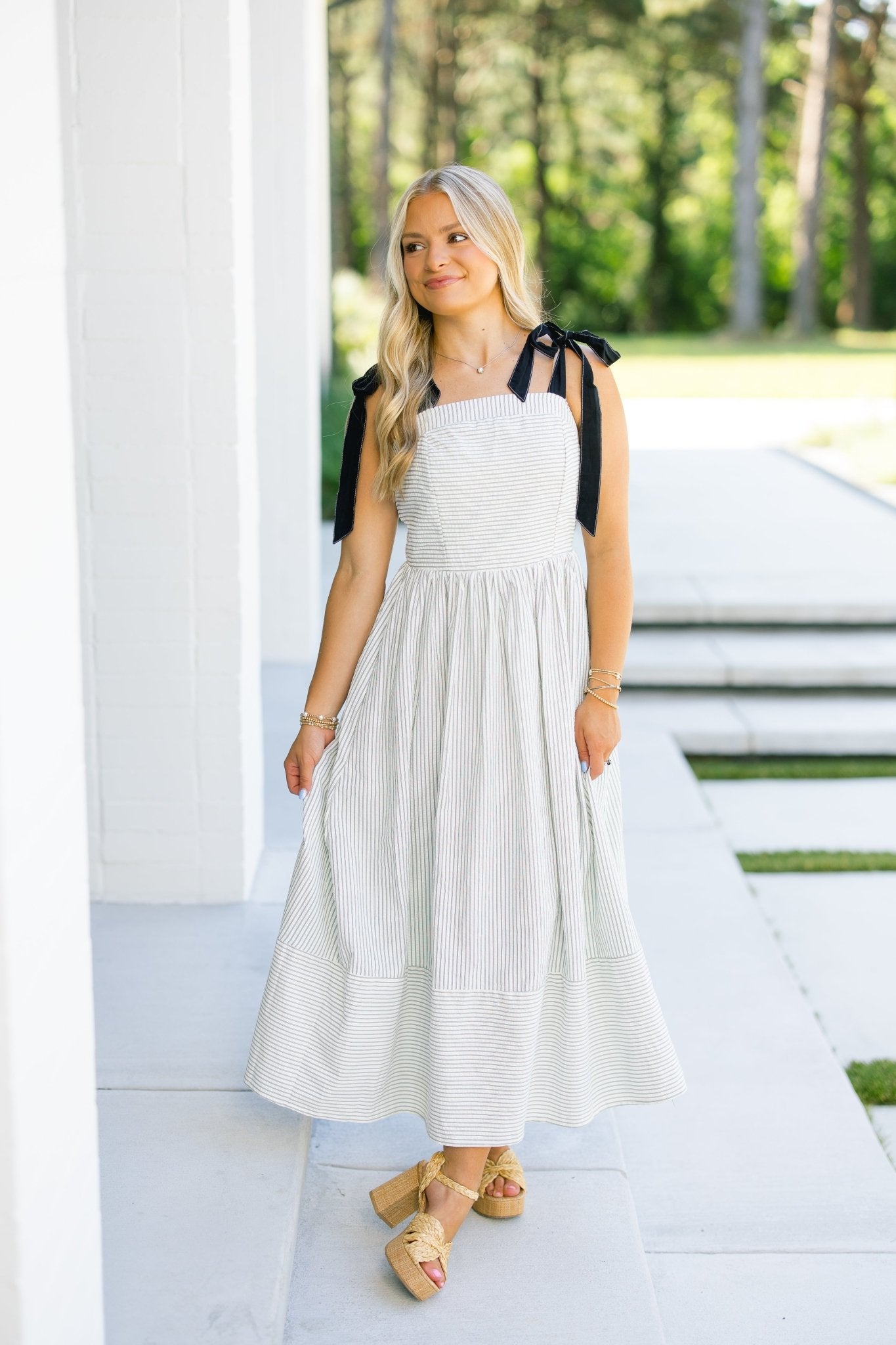 With Love White Striped Midi Dress ~FINAL SALE~