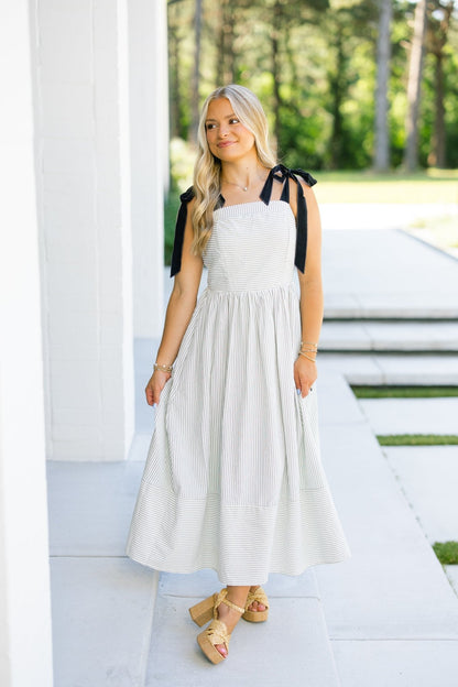 With Love White Striped Midi Dress ~FINAL SALE~