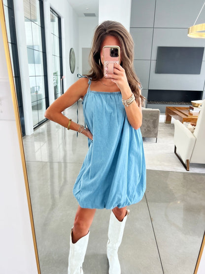 Stay On Trend Denim Bubble Dress ~FINAL SALE~