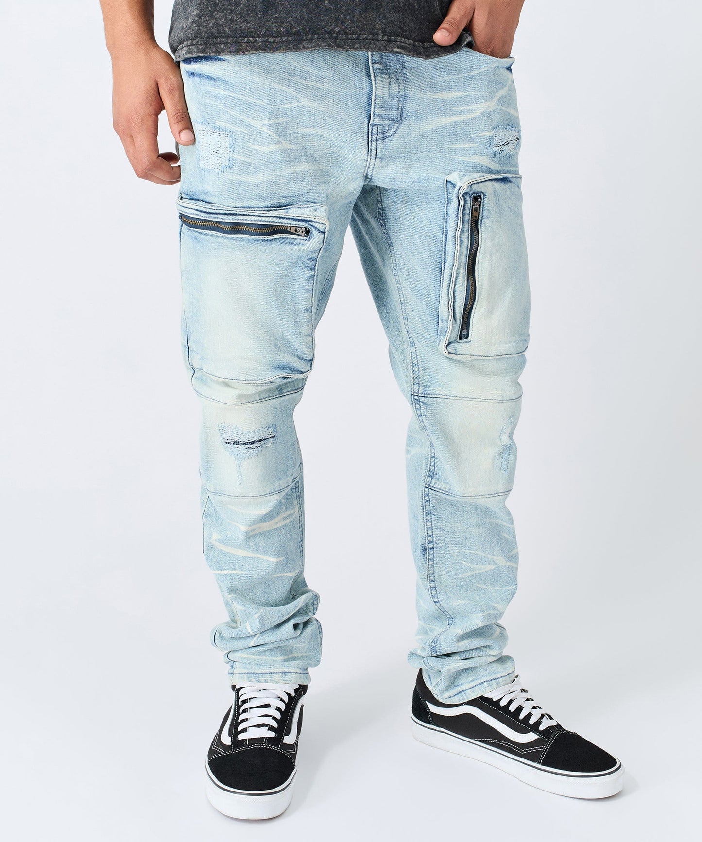 Cargo Denim Jeans - Light Blue