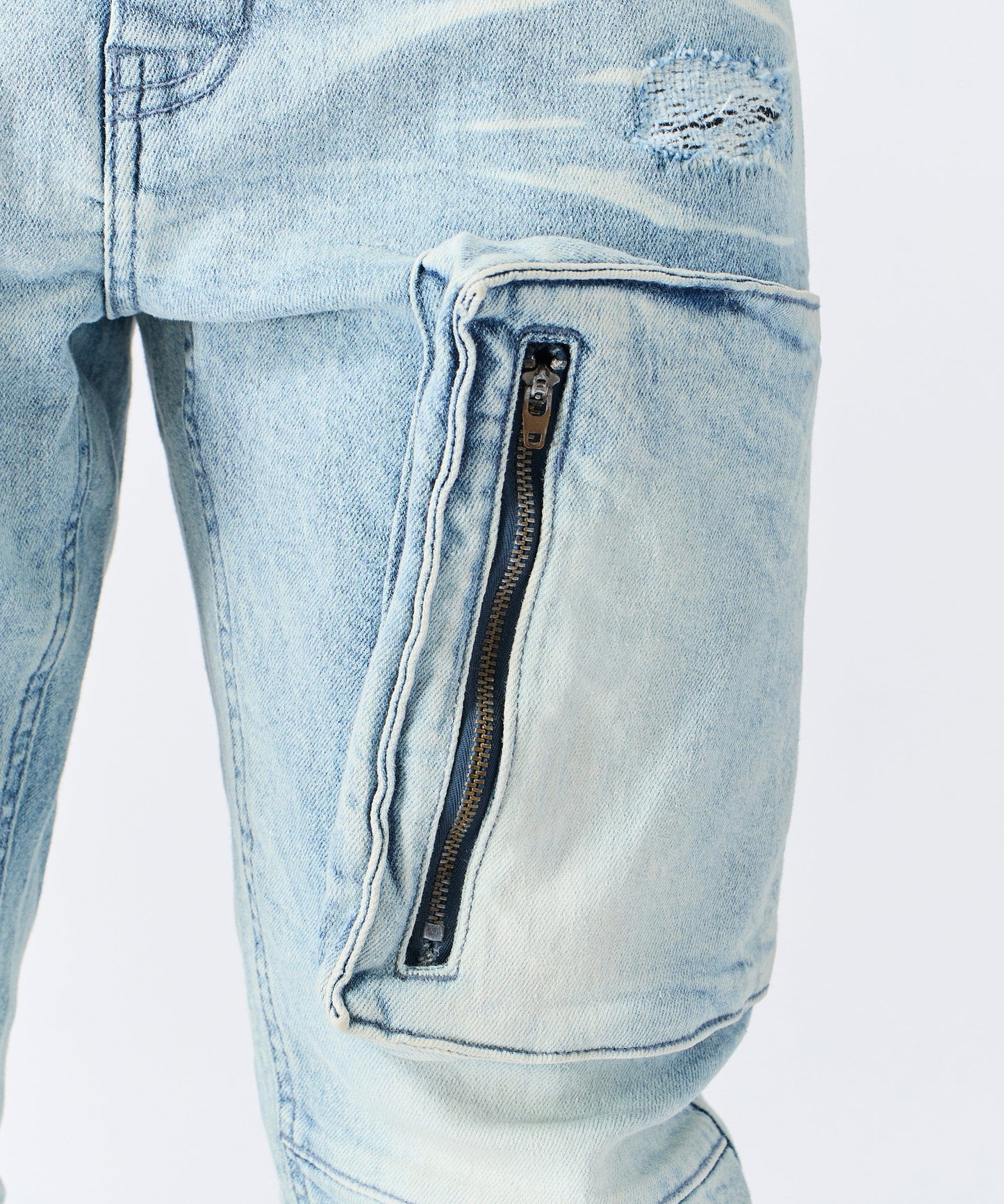 Cargo Denim Jeans - Light Blue