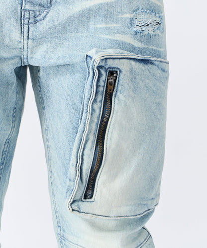 Cargo Denim Jeans - Light Blue