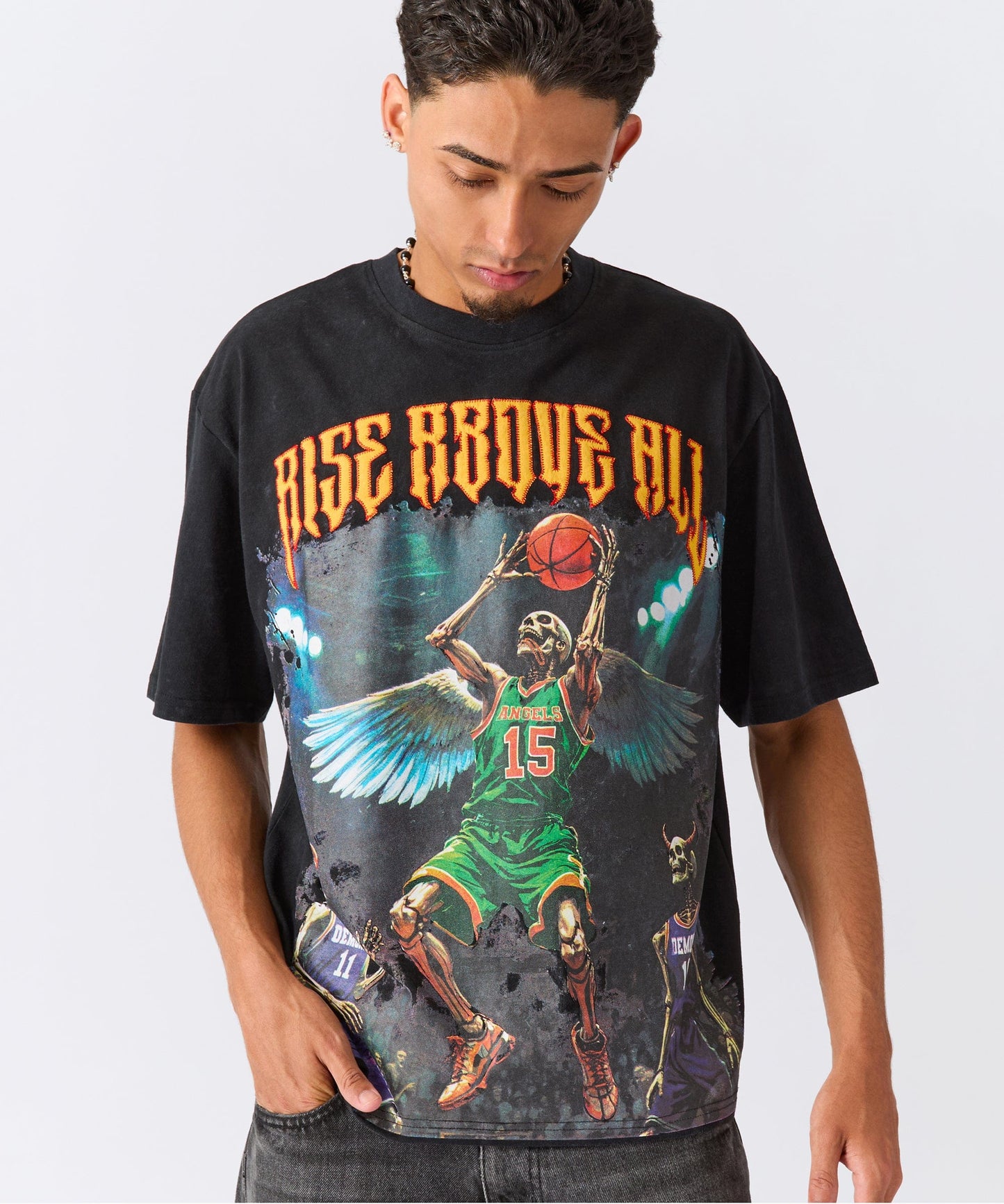 Rise Above All Applique Short Sleeve Tee - Black