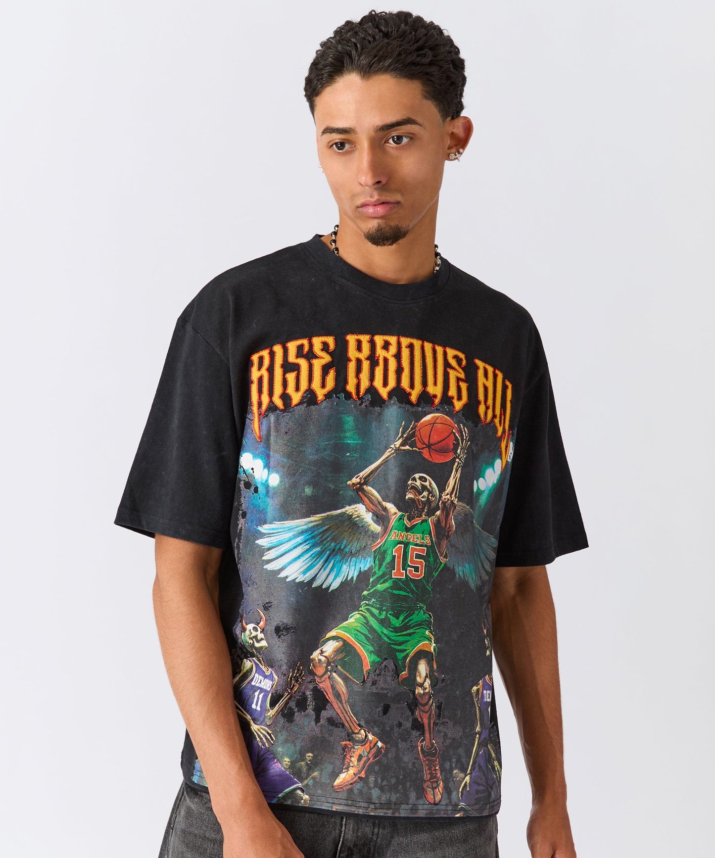 Rise Above All Applique Short Sleeve Tee - Black