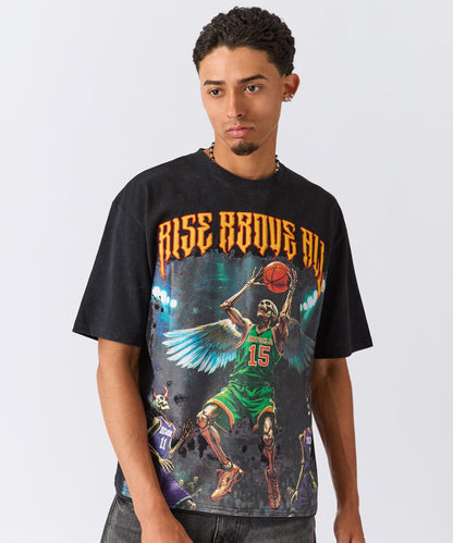 Rise Above All Applique Short Sleeve Tee - Black