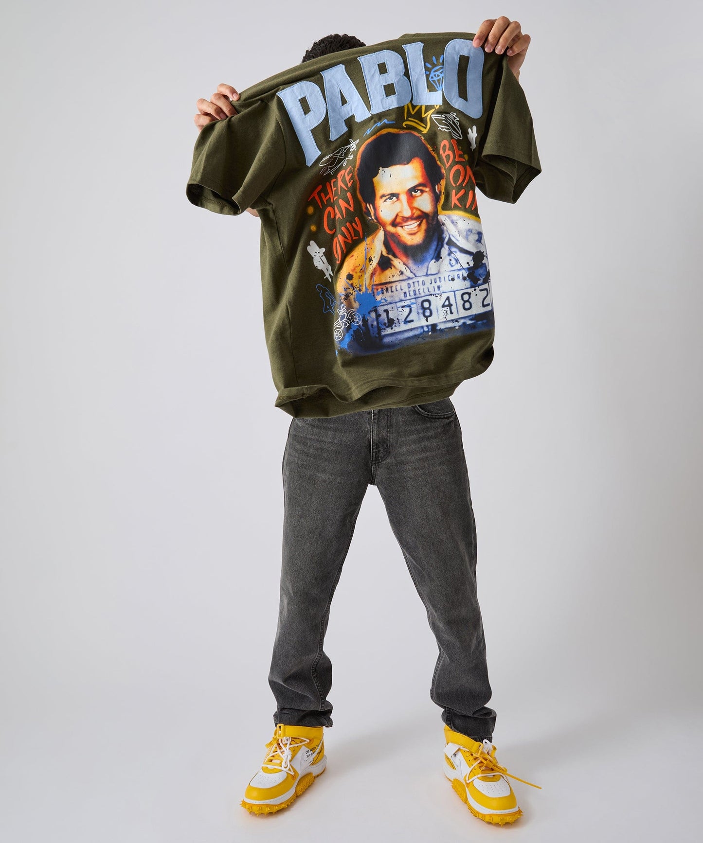 Pablo Graffiti Applique Short Sleeve Tee - Green