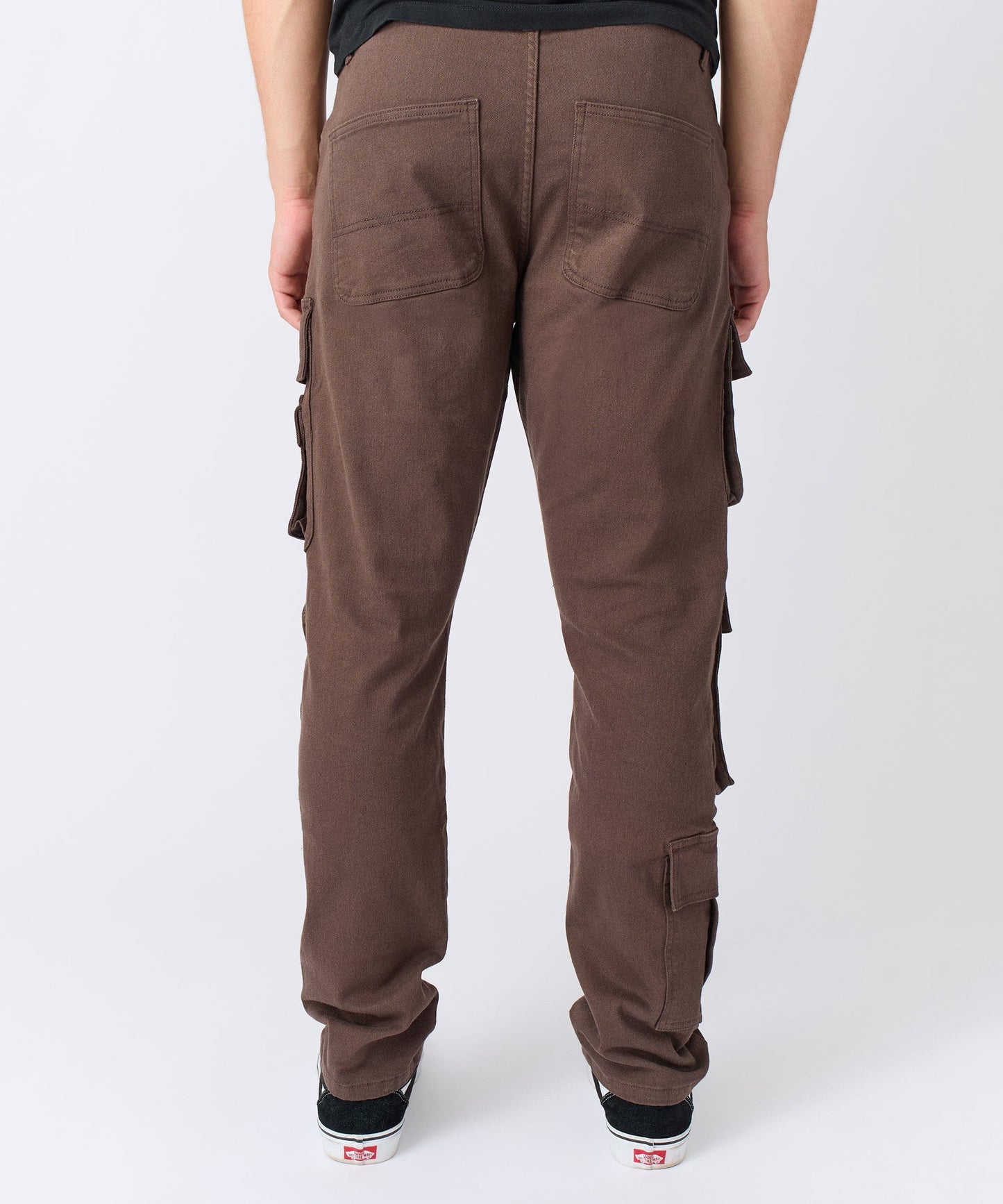 Multi Pocket Cargo Denim Pants - Brown