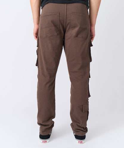 Multi Pocket Cargo Denim Pants - Brown