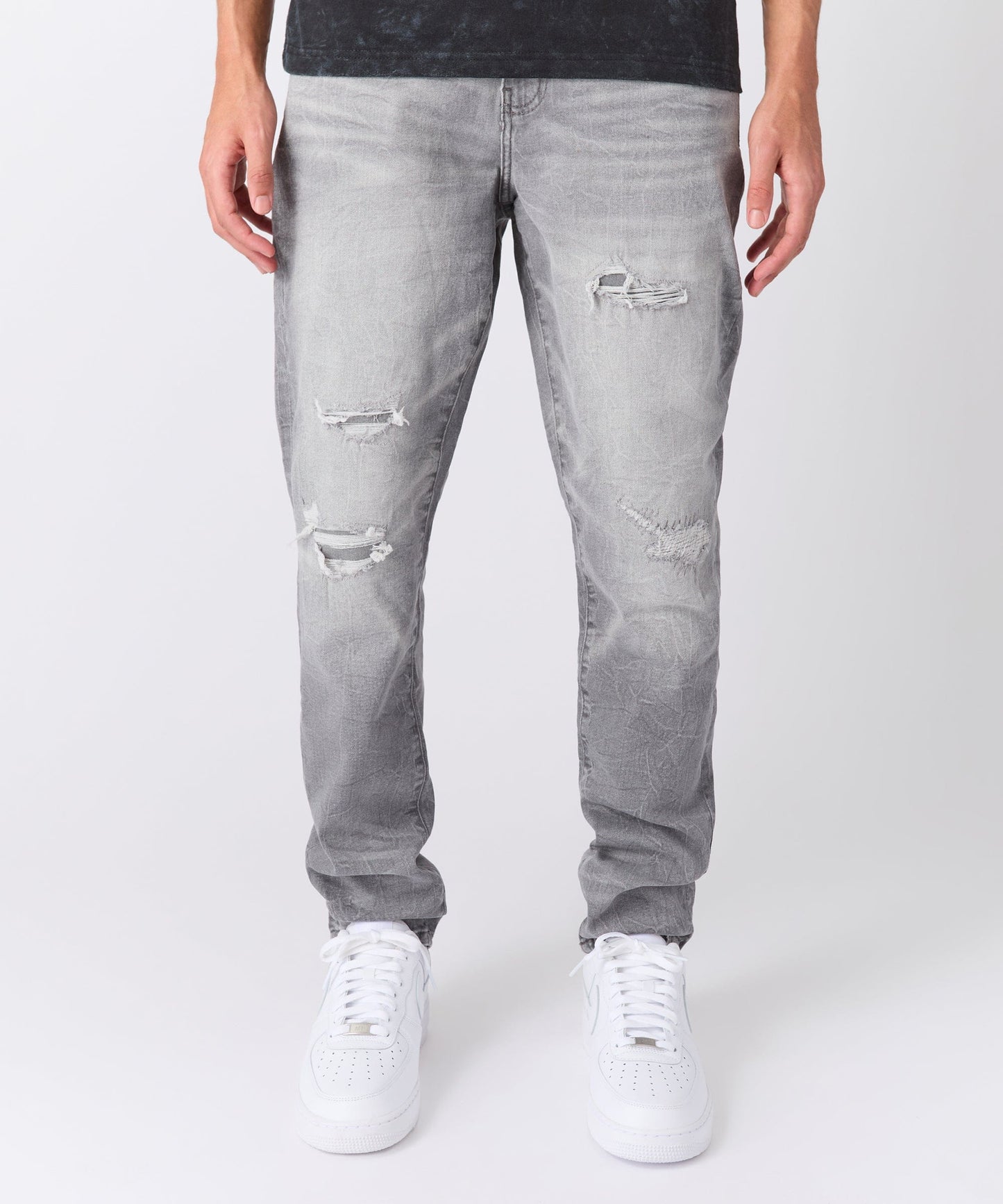 Distressed Ripped And Repaired Denim Jeans - Grey
