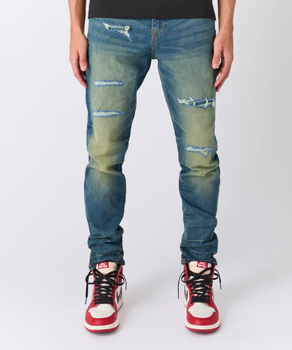 Rip and Repair Denim Jeans - Vintage Blue