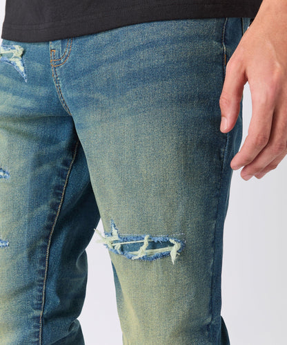 Rip and Repair Denim Jeans - Vintage Blue