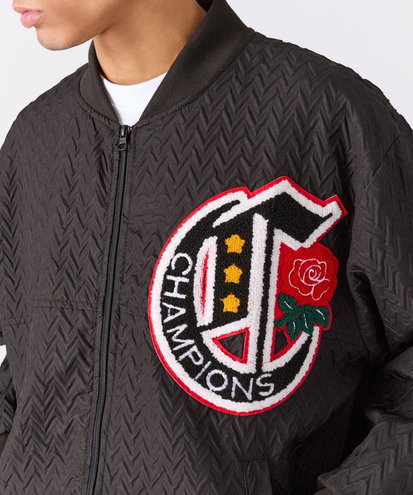 Coaches Chenille Patched Champions Jacket - Black