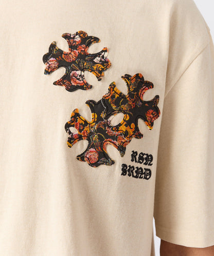 Cross Applique Short Sleeve Tee - Cream