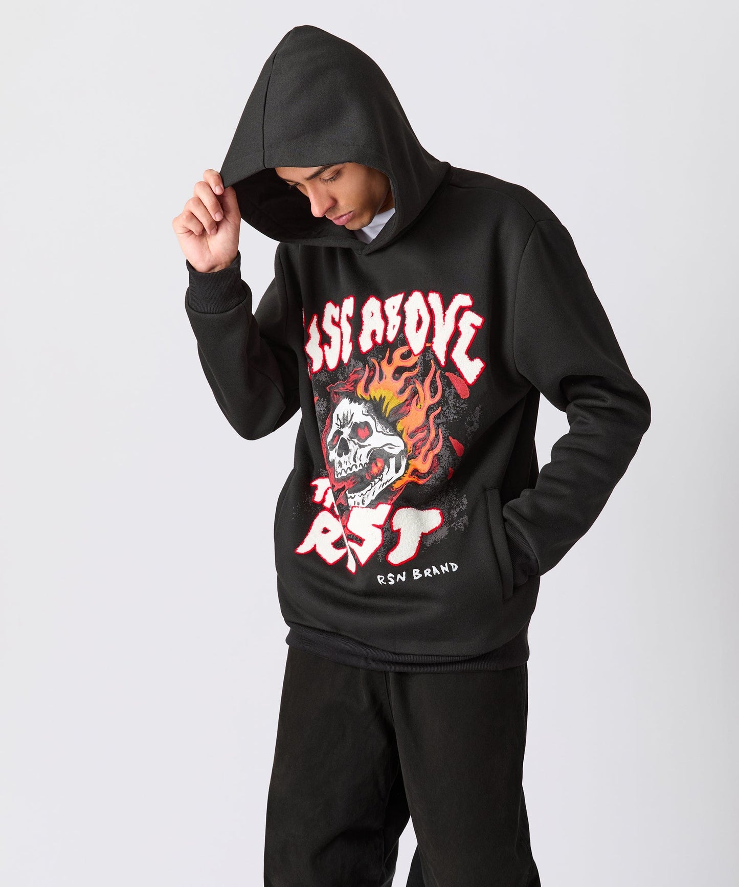 Rise Above Chenille Hoodie - Black