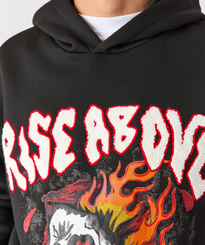 Rise Above Chenille Hoodie - Black