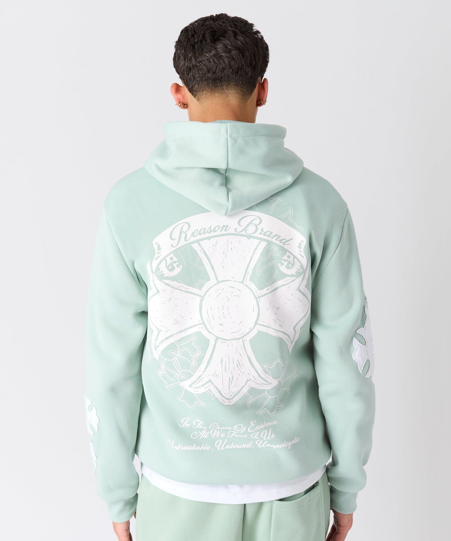 Rebellion Chenille Patched Zip Up Hoodie - Medium Blue