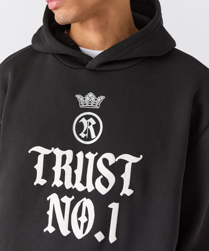 Trust No 1 Front And Back Print Hoodie - Black