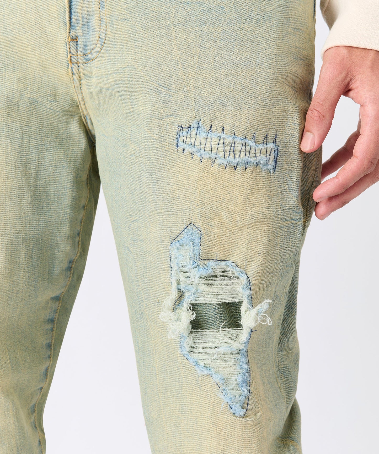 Rip and Repair Denim Jeans - Light Blue