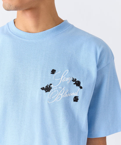 Angelic Embroidered Short Sleeve Tee - Light Blue