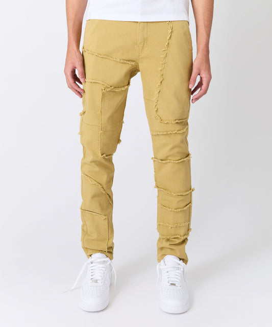 Frayed Denim Jeans - Khaki