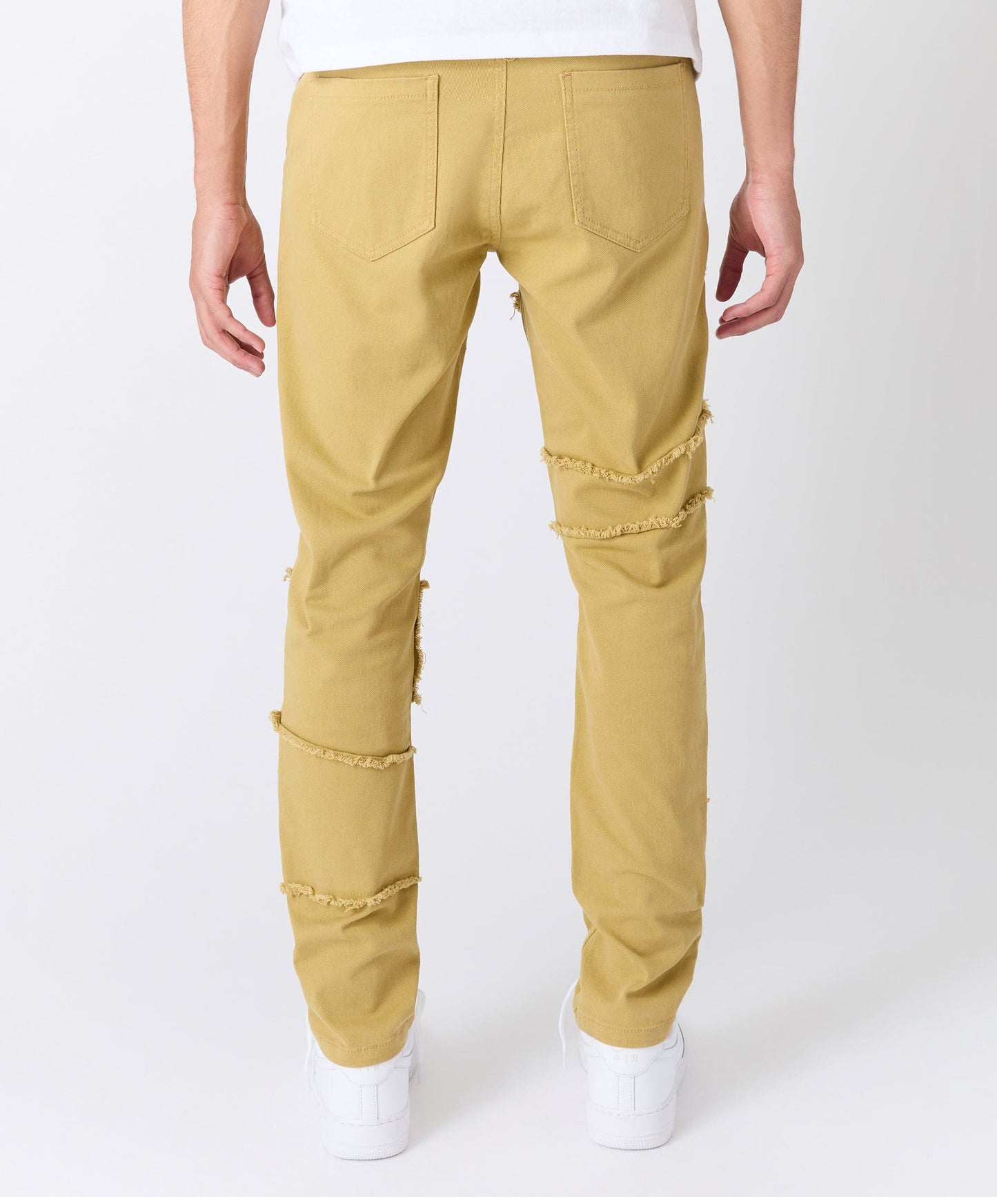 Frayed Denim Jeans - Khaki
