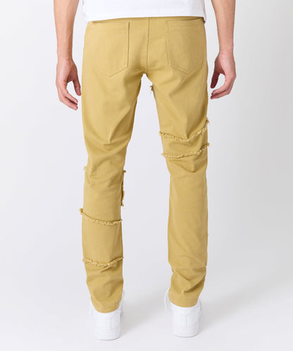 Frayed Denim Jeans - Khaki