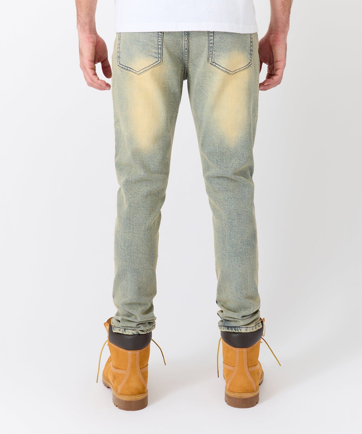 Studded Distress Denim Jeans - Blue