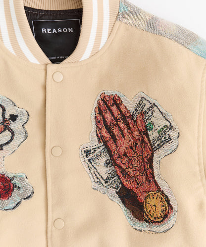 Self Made Tapestry Varsity Jacket - Khaki