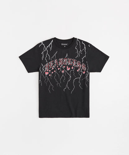 Heartless Rhinestones Short Sleeve Tee - Black