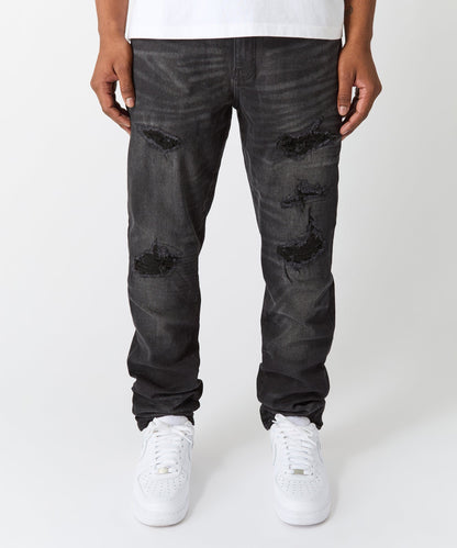 Rip And Repair Denim Jeans - Black