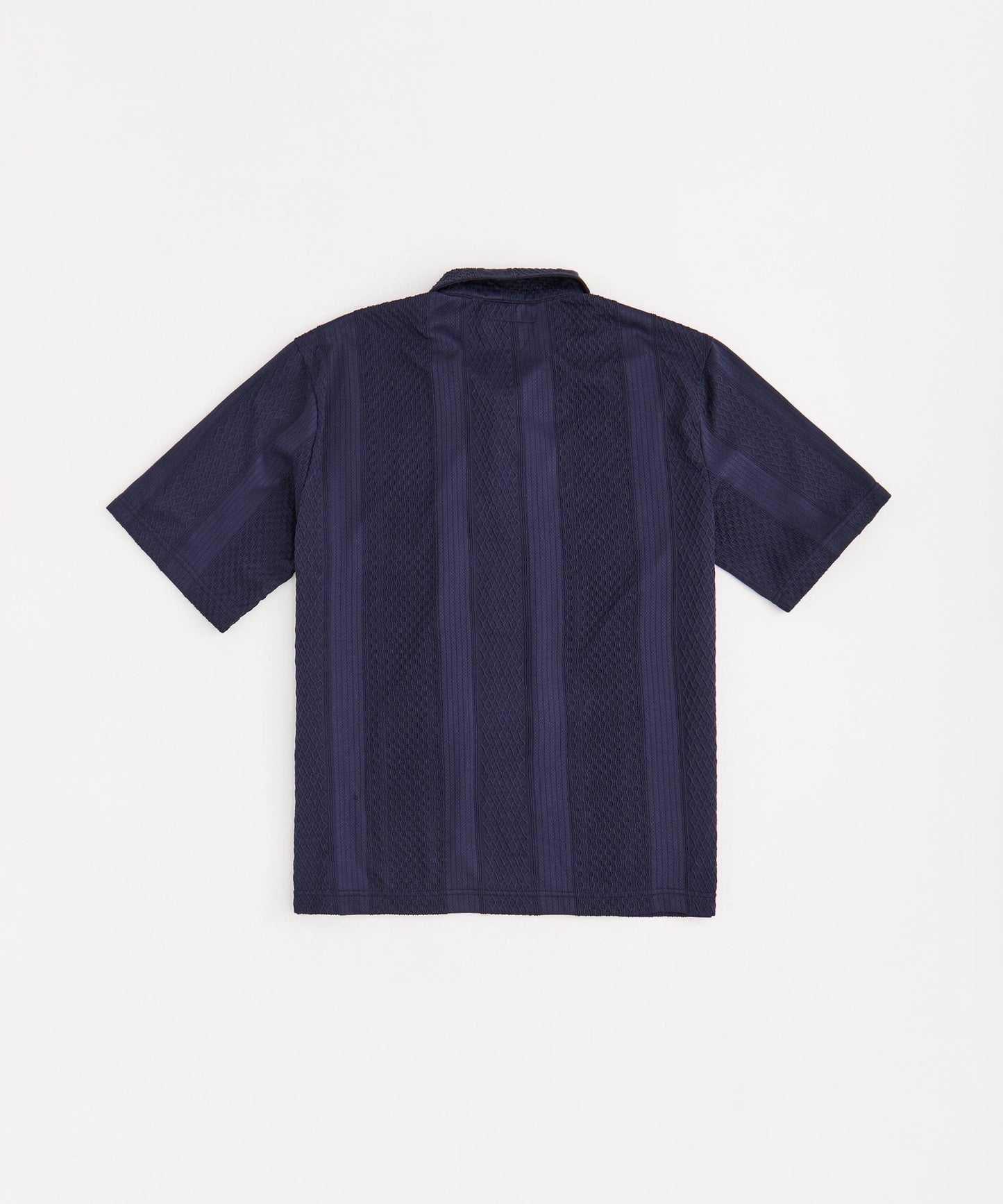 Jacquard Knit Textured Polo Shirt - Navy