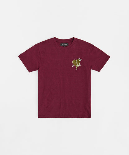 Heartless Embroidered Short Sleeve Tee - Burgundy