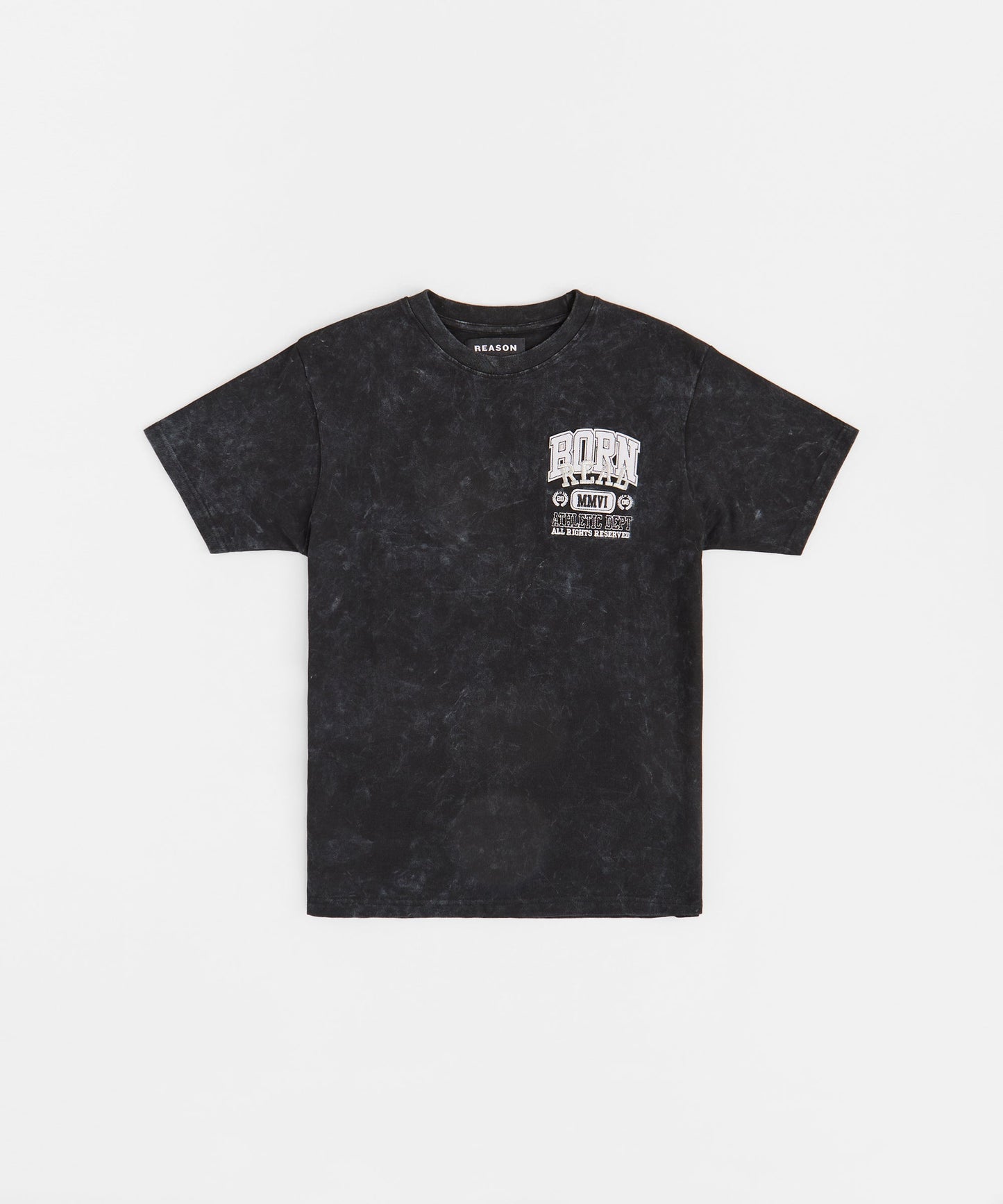 Born Real Embroidered Short Sleeve Tee - Washed Black
